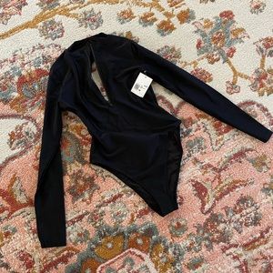 Womens black long sleeve bathing suit